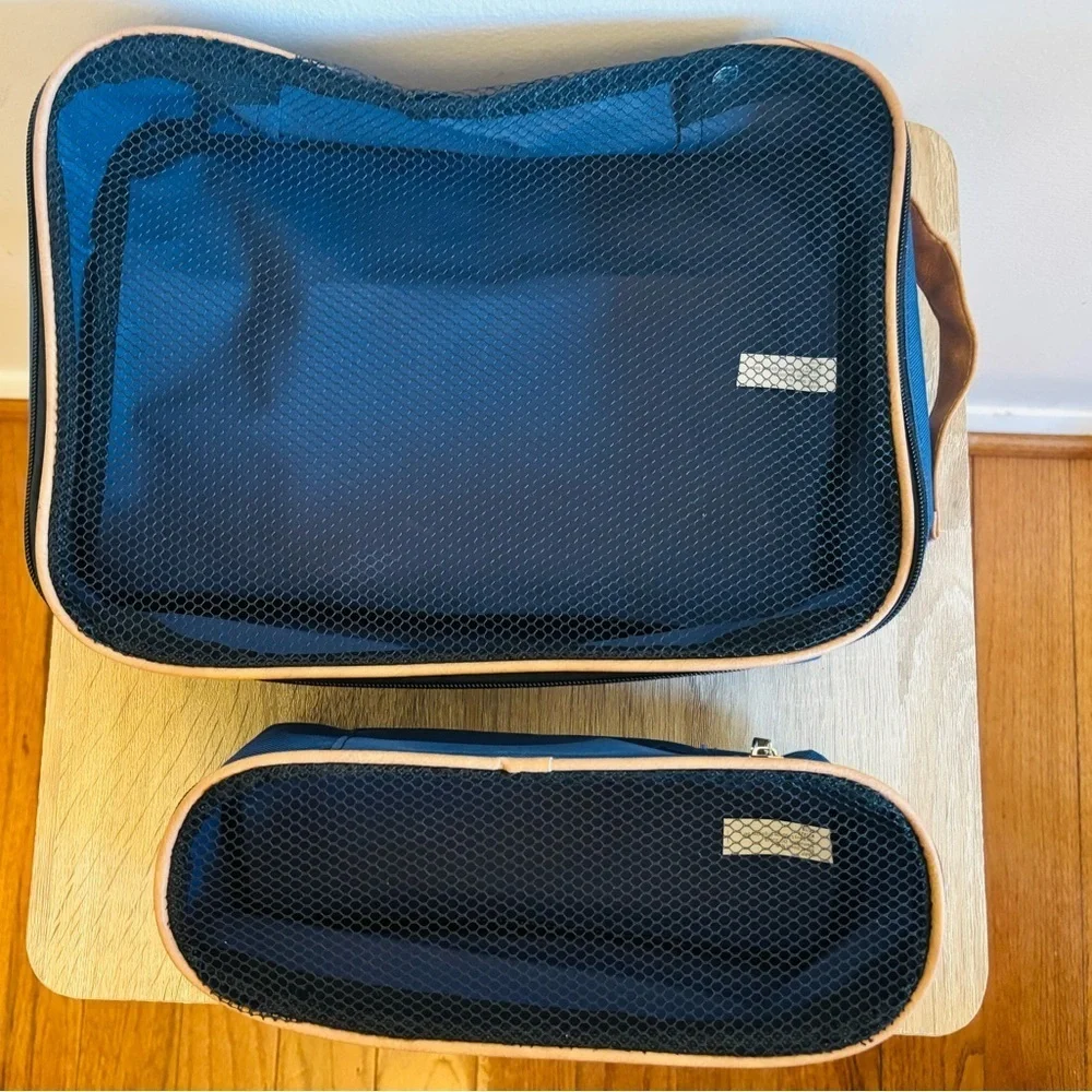 Blue Canvas Travel Totes Organizers Set